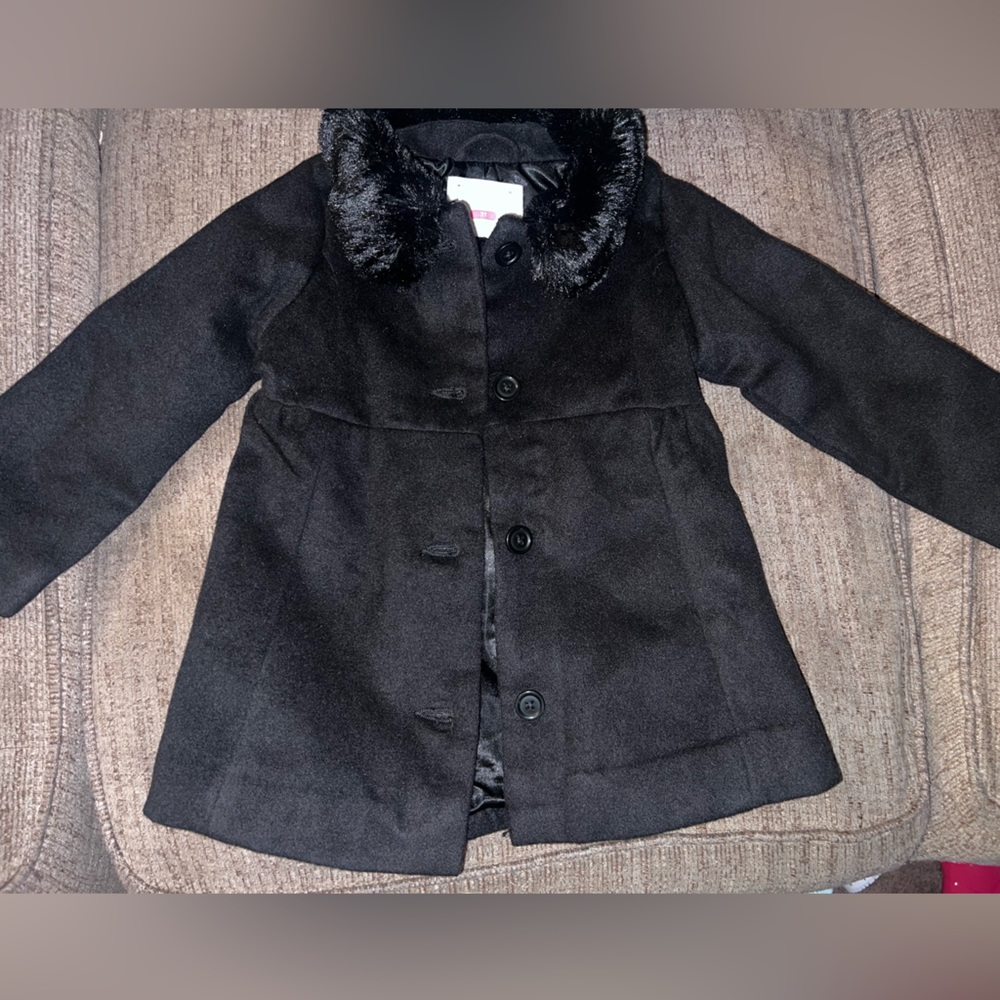 Toddler girl dress coat with fur collar